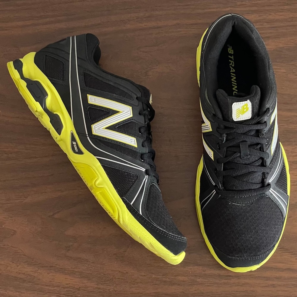 New Balance 758 Mens 11 Black/Green Cushion‎ Comfort Running Shoes Walking Gym